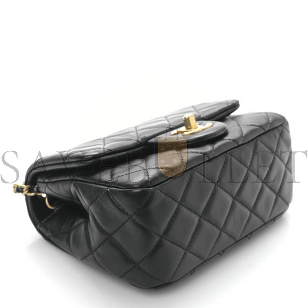 Ch*el master lambskin quilted mini pearl crush flap black as1786 (18*13*7cm)